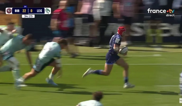 Louis Bielle-Biarrey marque un essai de 80 mètres venu d&rsquo;ailleurs